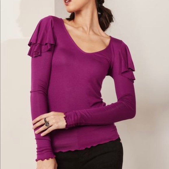 Free People on rewind ruffle edge long sleevetop - Picture 3 of 3